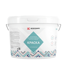 Краска акриловая Ecoroom для ванн и кухонь, влагостойкая Х-4, cупербелая, 14 кг